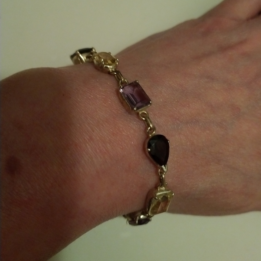 Elegant Sterling Silver & Genuine Multi- Gemstone Bracelet